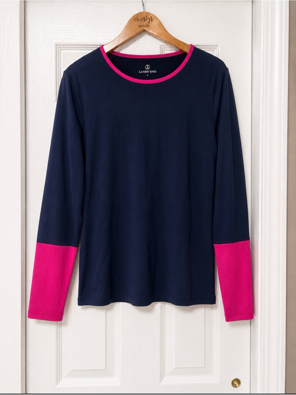Lands’ End UPF 50 Long Sleeve Sun Shirt Swim Tee Size M